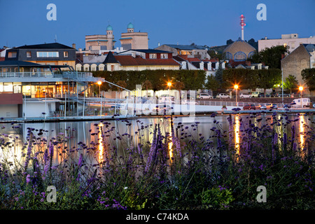 In the night, the right bank of the Allier Lake (Vichy - Auvergne - France). Stock Photo