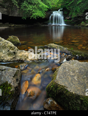 The picturesque falls at West Burton known as Cauldron Force in the Yorkshire Dales of England Stock Photo