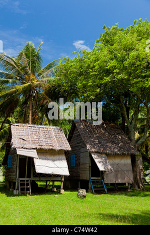 Bamboo huts on tropical island paradise of Rabbit Island - Kep Province, Cambodia Stock Photo