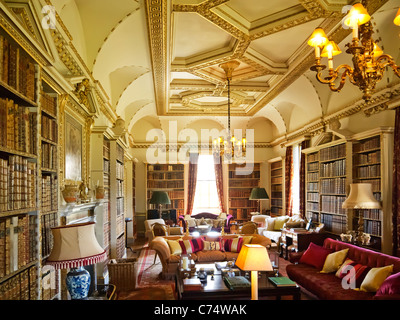 The Long Library at Holkham Hall Norfolk, home of Lord Coke Earl of Leicester Stock Photo