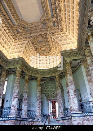 Staircase and entrance hall with vaulted ceiling at Holkham Hall Norfolk, home of Lord Coke Earl of Leicester Stock Photo