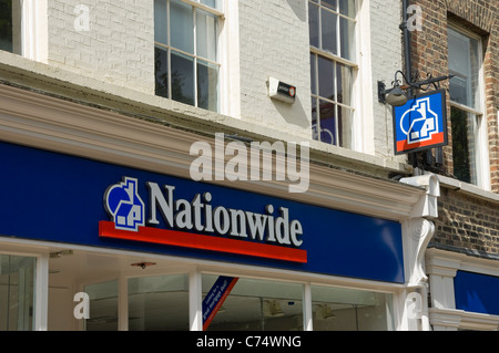 Close up of Nationwide building society sign signage York North Yorkshire England UK United Kingdom GB Great Britain Stock Photo