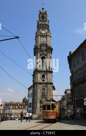 Electric Tram in Porto street, Portugal Stock Photo