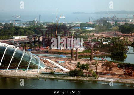 New construction on land reclaimed in the Marina area, seen from the Singapore Flyer Singapore Asia Stock Photo