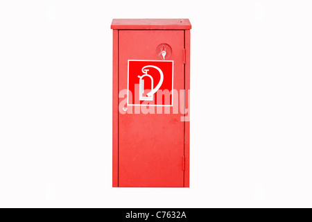 Extinguisher box isolated on white background Stock Photo