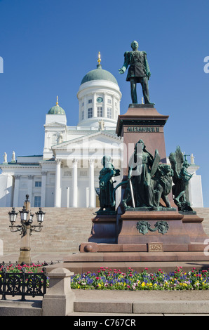 White neoclassical style Lutheran cathedral, Tuomiokirkko, designed by Carl Ludvig Engel, completed in 1852, Helsinki, Finland Stock Photo