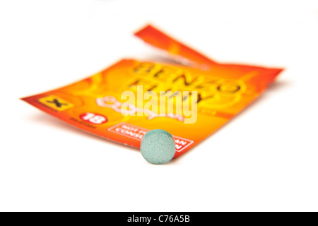 Packet of Benzo Fury,  6-APDB is a legal high or 'research chemical' with similar effects to the illegal drug MDMA and ecstasy. Stock Photo