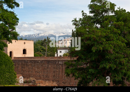 Sierra Nevada Mountains Seen from the Generalife, Granada, Spain Stock Photo