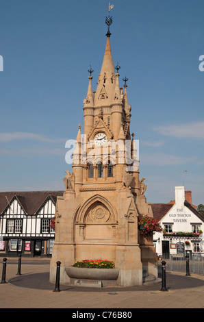 The American Fountain clock tower in Market Place, Stratford Upon Avon, Warwickshire, UK. Stock Photo