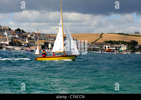 Salcombe Yawl sailing in a blow in Salcombe Yacht Club's  regatta from East Portlemouth Beach, Salcombe,  Devon, England, UK Stock Photo