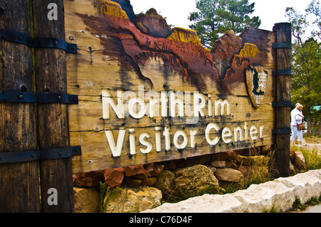 The North Rim Visitor Center Located adjacent to the parking lot on Bright Angel Peninsula, by the Grand Canyon Lodge. Stock Photo