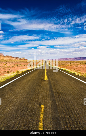 This highway 89A goes in front of the Vermilion Cliffs in northern Arizona. Stock Photo