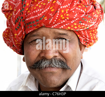 Indian Man Wearing Turban  Pushkar Rajasthan India Stock Photo