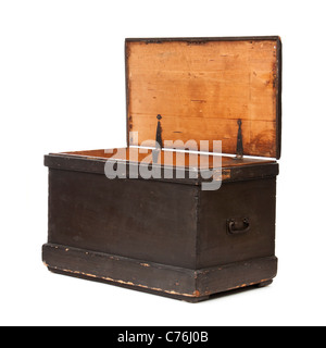 Antique Victorian pine travelling chest / trunk Stock Photo