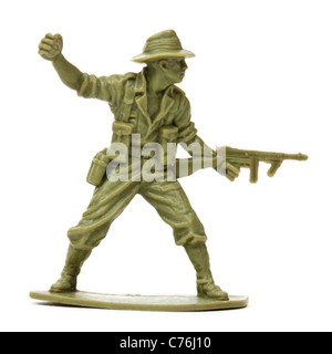Vintage 1960's plastic toy soldier throwing grenade Stock Photo