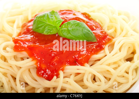 spaghetti with bolognese sauce, a macro shot of the finished dishes Stock Photo