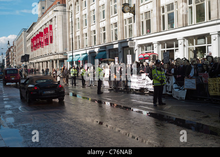 Anonymous protest against the Church of Scientology held on April 12, 2008 on Tottenham Court Road in London, UK. Stock Photo