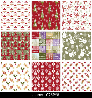 Collection of Christmas repeating swatches Stock Photo