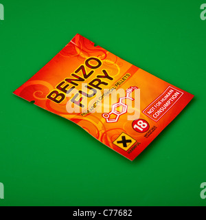 Packet of Benzo Fury,  6-APDB is a legal high or 'research chemical' with similar effects to the illegal drug MDMA and ecstasy. Stock Photo