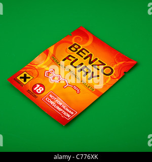 Packet of Benzo Fury,  6-APDB is a legal high or 'research chemical' with similar effects to the illegal drug MDMA and ecstasy. Stock Photo