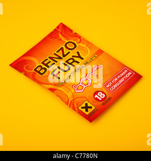 Packet of Benzo Fury,  6-APDB is a legal high or 'research chemical' with similar effects to the illegal drug MDMA and ecstasy. Stock Photo