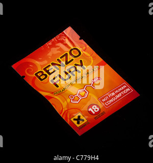 Packet of Benzo Fury,  6-APDB is a legal high or 'research chemical' with similar effects to the illegal drug MDMA and ecstasy. Stock Photo