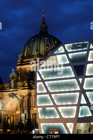 Humboldt Box and Berlin Cathedral, Humboldt Forum, Schlossplatz, Unter den Linden, Am Lustgarten, Berlin, Germany, Europe