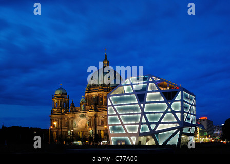 Humboldt Box and Berlin Cathedral, Humboldt Forum, Schlossplatz, Unter den Linden, Am Lustgarten, Berlin, Germany, Europe