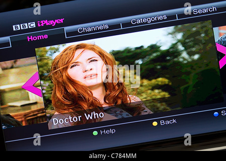 A view of the BBC iPlayer service as accessed via BBC red button service Stock Photo