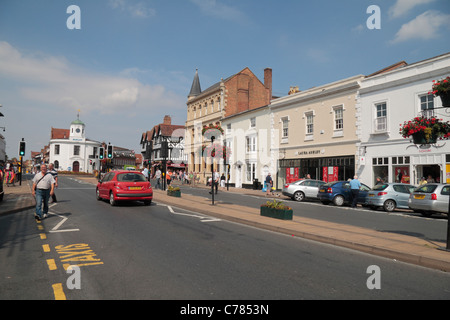 General view of Bridge Street, Stratford Upon Avon's main shopping street, Warwickshire, England.  See notes! Stock Photo