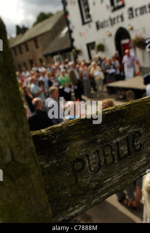 The reopening of the Butchers Arms Crosby Ravensworth, Cumbria. Village residents have successfully campaigned and raised funds Stock Photo