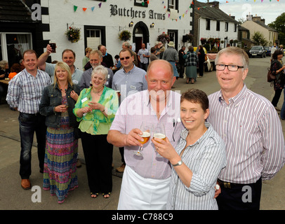 The reopening of the Butchers Arms Crosby Ravensworth, Cumbria. Village residents have successfully campaigned and raised funds Stock Photo