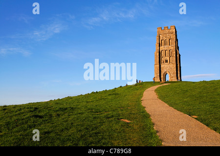 St Michael's tower on Glastonbury Tor, Glastonbury, Somerset, England Stock Photo