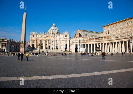 Looking across Piazza San Pietro towards the Basilica of St. Peter's in the Vatican. Stock Photo