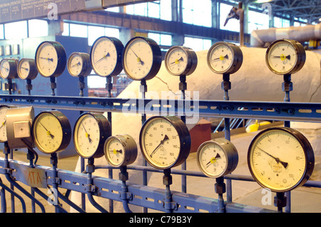 tachometers with arrows at the power Stock Photo
