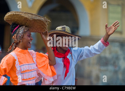 Dancers  in Cartagena de indias , Colombia Stock Photo