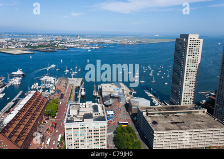 View of Boston Harbor Waterfront Stock Photo