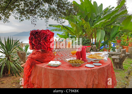 Breakfast outdoors on Lake Maggiore Stock Photo