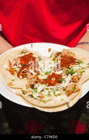 chicken tacos served at Old Spanish Days, Fiesta, Santa Barbara, California Stock Photo