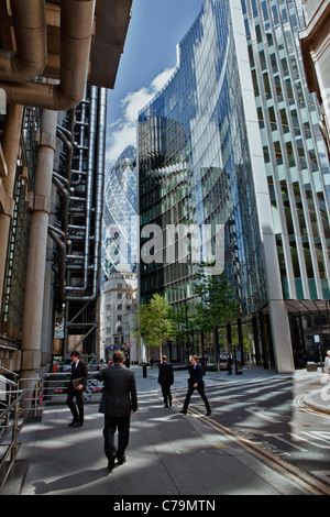 Lime Street, Willis Building and Gherkin, London, England Stock Photo