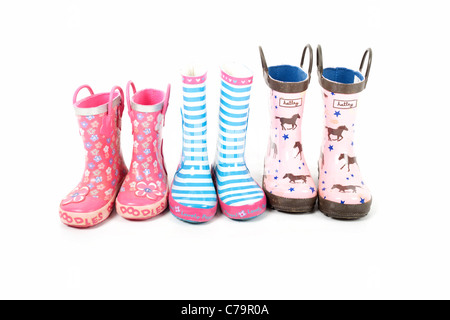 kids wellington boots isolated on white background Stock Photo