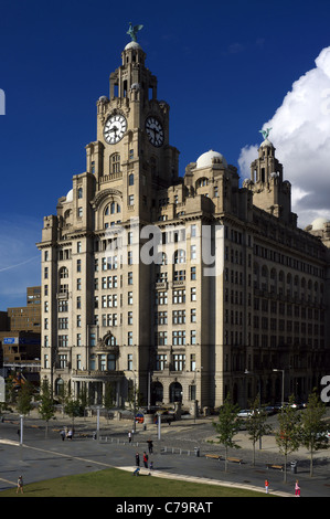 Liver building with the Liver Birds statues, Waterfront, Liverpool One, Liverpool, England, UK, Great Britain Stock Photo