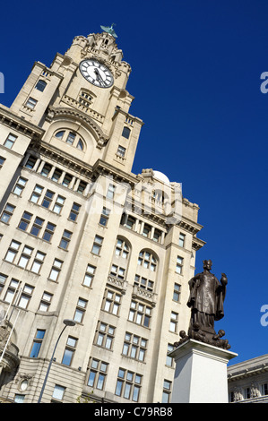 Liver building with the Liver Birds statues, Waterfront, Liverpool One, Liverpool, England, UK, Great Britain Stock Photo