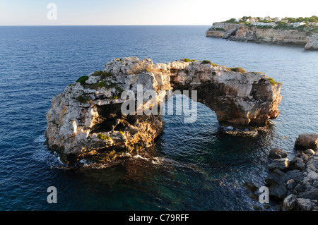 Es Pontas, a natural rock arch off the coast of Cala Santanyi, Majorca, Balearic Islands, Spain, Europe Stock Photo