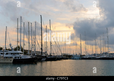 Evening at the port of Palma de Majorca, Majorca, Balearic Islands, Spain, Europe Stock Photo