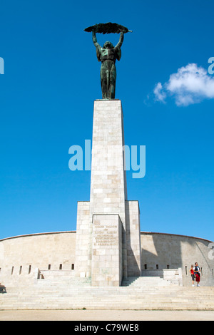 The Liberty Statue on Gellert Hill in Budapest was erected in 1947 in remembrance of the Soviet liberation from Nazi occupation. Stock Photo