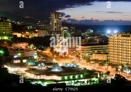 Puerto de la Cruz in the evening, Tenerife, Canary Islands, Spain, Europe Stock Photo