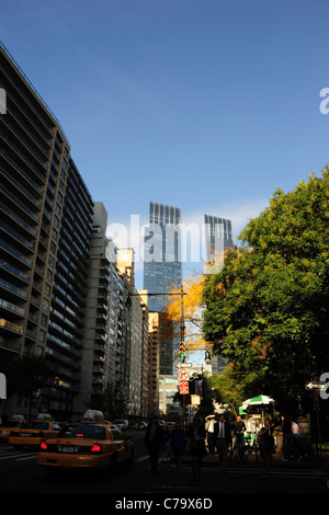 Autumn portrait, towards West 59th Street, red maple tree reflecting in ...