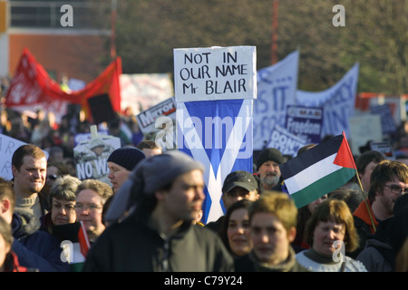 Large demonstration against the planned invasion of Iraq, in Glasgow, Scotland, February 15th 2003. Stock Photo