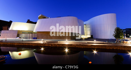 Ozeaneum at dusk, German Oceanographic Museum, Stralsund, UNESCO World Heritage Site, Mecklenburg-Western Pomerania, Germany Stock Photo